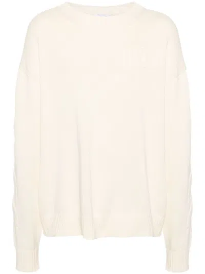 Off-white Crew-neck Diagonal-stripe Jumper In Neutrals