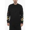 Off-white Brushed Wool Crew-neck Sweater With Contrasting Logo