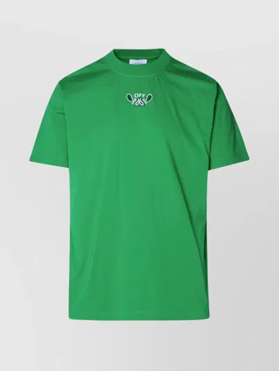 Off-white Crew Neck Graphic Print Short Sleeves T-shirt In Green