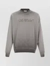 Off-white Crew Neck Long Sleeve Sweatshirt With Ribbed Cuffs In Gray