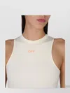 Off-white Crew Neck Mini Length Sleeveless Dress
