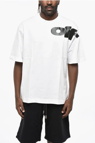 Off-white Crew Neck Shared Logo Cotton T-shirt With Print In White