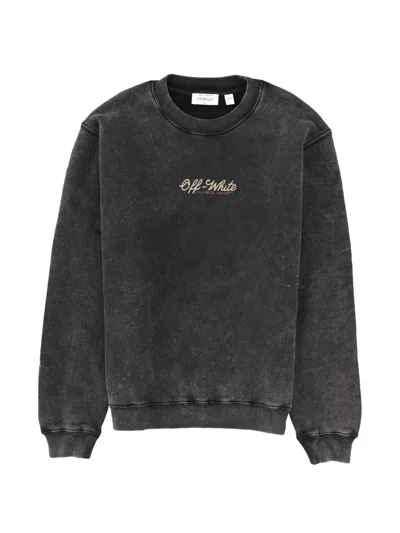 Off-white Washed Black Back Crown Graphic Cotton Sweatshirt In Gray