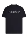 Off-white Black Oversized T-shirt With Contrasting Logo Lettering Print In Cotton Man In Blue