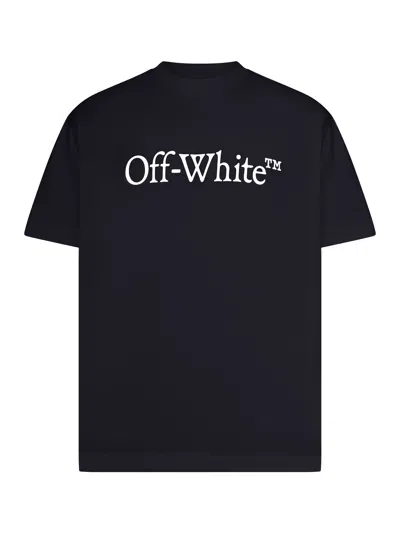 Off-white Black Oversized T-shirt With Contrasting Logo Lettering Print In Cotton Man