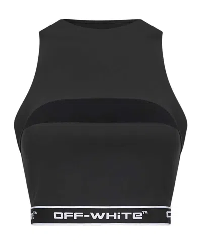 OFF-WHITE ARROW-MOTIF JACQUARD CROP TOP