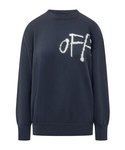 Off-white Crewneck Long-sleeved Jumper In Black