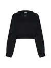 Off-white Cotton Sweatshirt With Frontal Logo In Black White