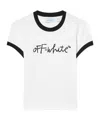 Off-white White Embroidered Script Fitted T-shirt In White