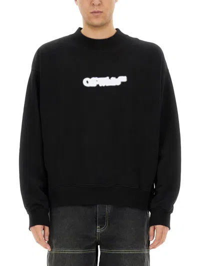 Off-white Crewneck Sweatshirt With Spray Print In Black