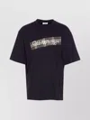 Off-white Black Crewneck T-shirt With Logo Lettering On The Front And Maxi Diagonal Motif On The Rear In Cotto In Blue