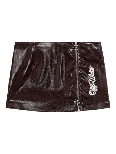 OFF-WHITE CRINKLE COATED LOGO EMBROIDERY SKIRT