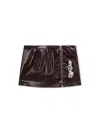 Off-white Crinkle Coated Mini Skirt In Brown