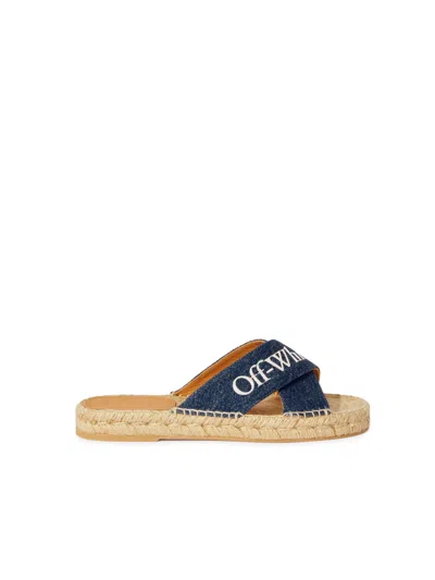 Off-white Criss Cross Denim Espadrilles Vintage Bl In Blue