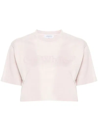 Off-white Crop T-shirt Clothing In Pink & Purple