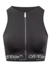 Off-white Fitted Black Top With Front Zip And Logo Underband In Black