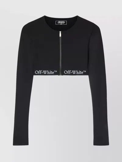 OFF-WHITE CROP TOP ZIP LONG SLEEVE ROUND NECK