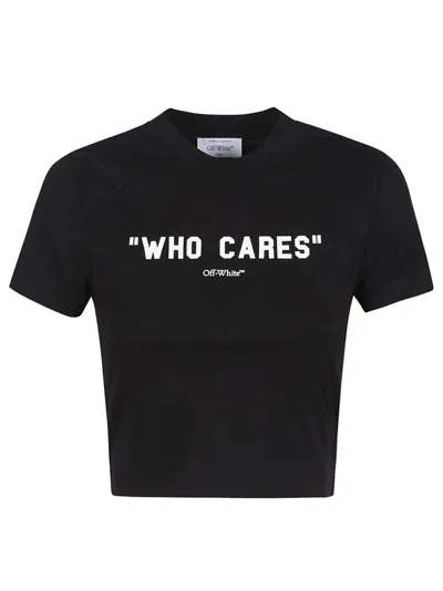 Off-white Cropped Black T-shirt With Bold Logo Print