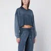 Off-white Cropped Blue Washed-effect Sweatshirt In Blue
