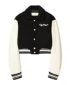 Off-white Varsity Cropped Bomber Jacket In Black