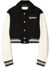 Off-white Varsity Cropped Bomber Jacket In White