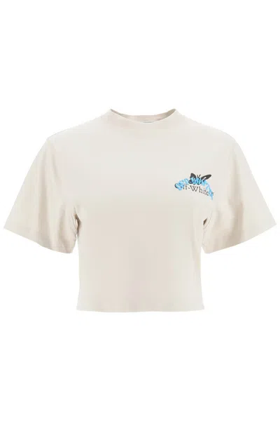 OFF-WHITE OFF-WHITE CROPPED BUTTERFLY T-SHIRT WOMEN