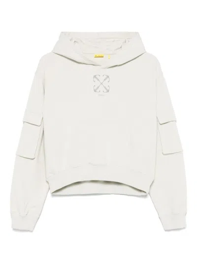 Off-white Kids' Cropped Cargo Hooodie In Grey