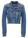 Off-white Cropped Cotton Denim Jacket In Blue
