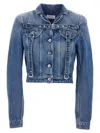 Off-white Cropped Cotton Denim Jacket In Blue