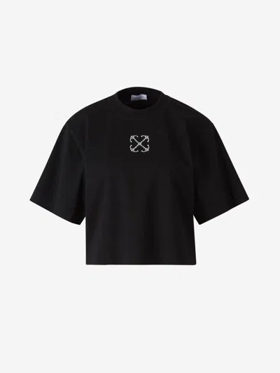 Off-white Cropped Cotton T-shirt In Black
