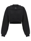 Off-white Cotton Sweatshirt With Frontal Logo In Black
