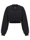 Off-white Cotton Sweatshirt With Frontal Logo In Black