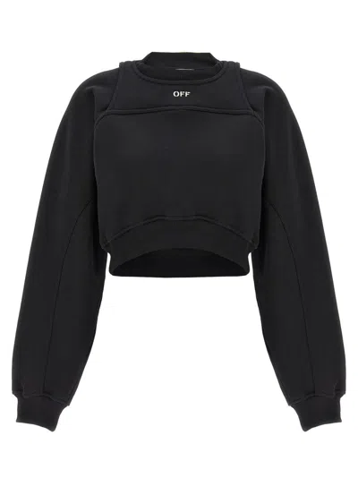 Off-white Cropped Crew Neck Sweatshirt In Black