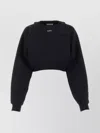 Off-white Logo Embroidered Cropped Sweatshirt In Black