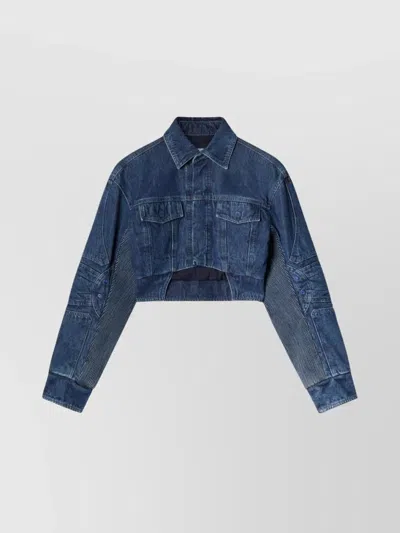 Off-white Cropped Motorcycle Jacket In Blue