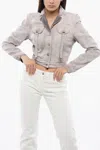 Off-white Cropped Fit Laudry Cargo Denim Jacket In Grey