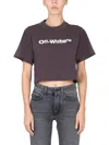 Off-white Cropped Fit T-shirt With Embroidered Logo