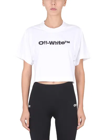 Off-white Cropped Fit T-shirt In Bianco