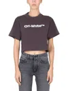 Off-white Cropped Fit T-shirt With Embroidered Logo In Grey