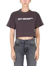 Off-white Cropped Fit T-shirt With Embroidered Logo In Grey