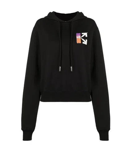 Off-white Cropped Gradient Arrows Hoodie In Black