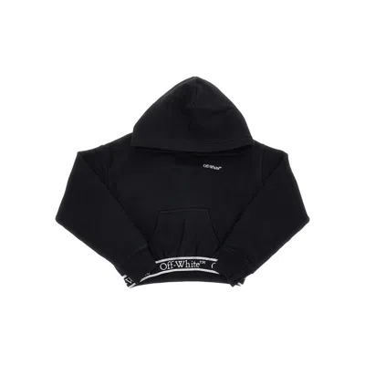 OFF-WHITE CROPPED HOODIE WITH LUREX LOGO BAND KIDS