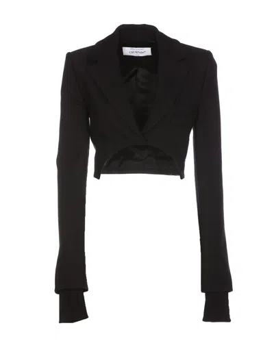 Off-white Asymmetrical Cropped Jacket In Black