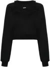 Off-white Logo Embroidered Cropped Sweatshirt In Black