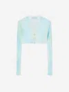 Off-white Woman Cardigan Sky Blue Size 6 Polyamide, Polyester In Blue And Green