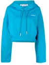 Off-white Cropped Logo-print Hoodie In Blue