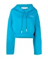 Off-white Cropped Logo-print Hoodie In Blue
