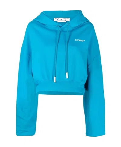 OFF-WHITE CROPPED LOGO-PRINT HOODIE