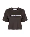 Off-white Cropped Fit T-shirt With Embroidered Logo In Black