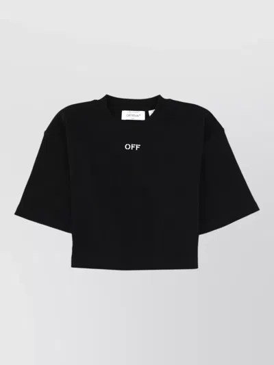 Off-white Cropped Logo T-shirt Short Sleeve Top In Black